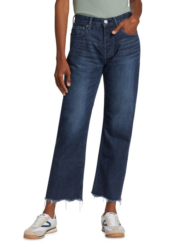 Moussy Vintage Capac Wide-Leg Straight Cropped Jeans